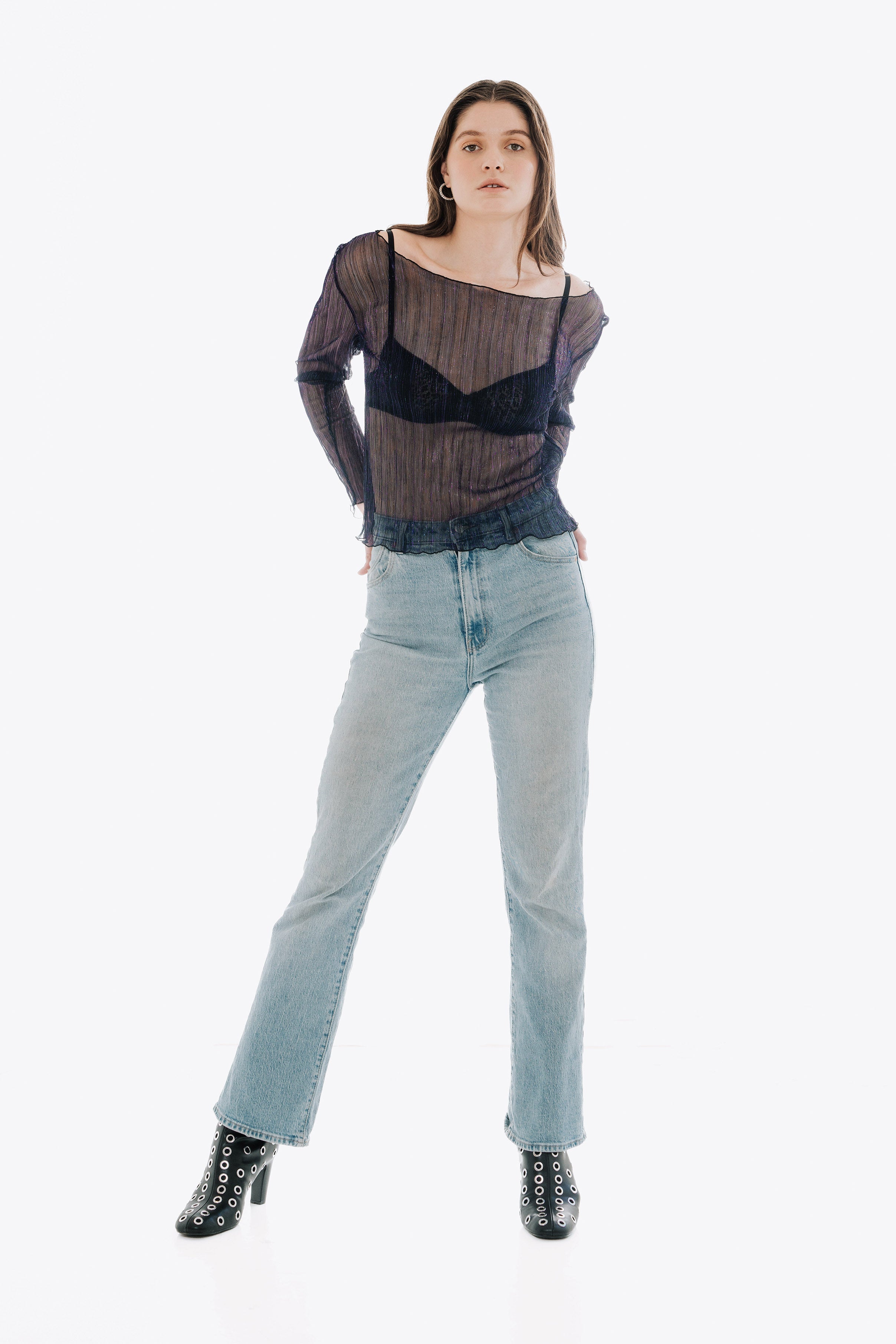 The Urania Long Sleeves Top- Navy