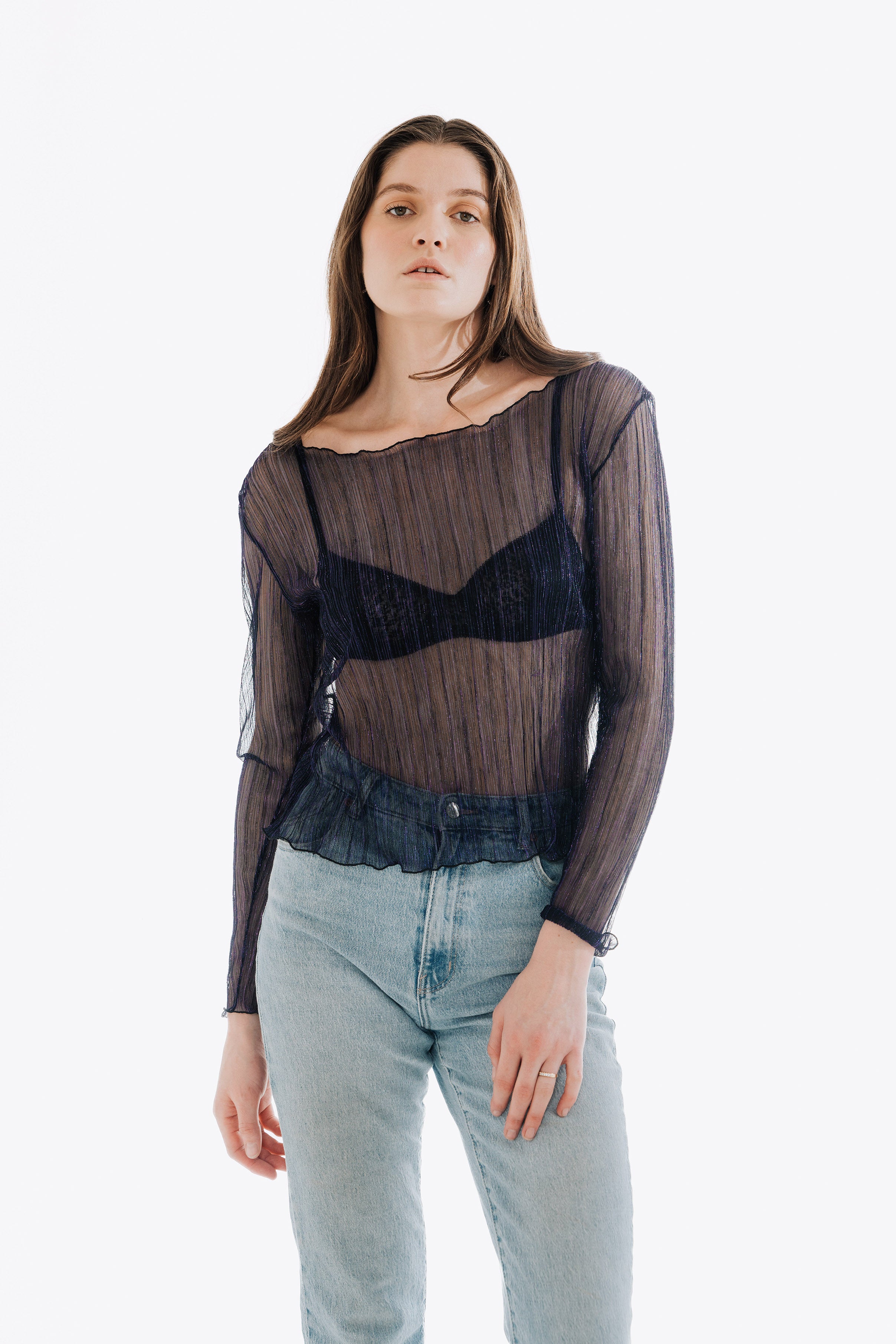 The Urania Long Sleeves Top- Navy