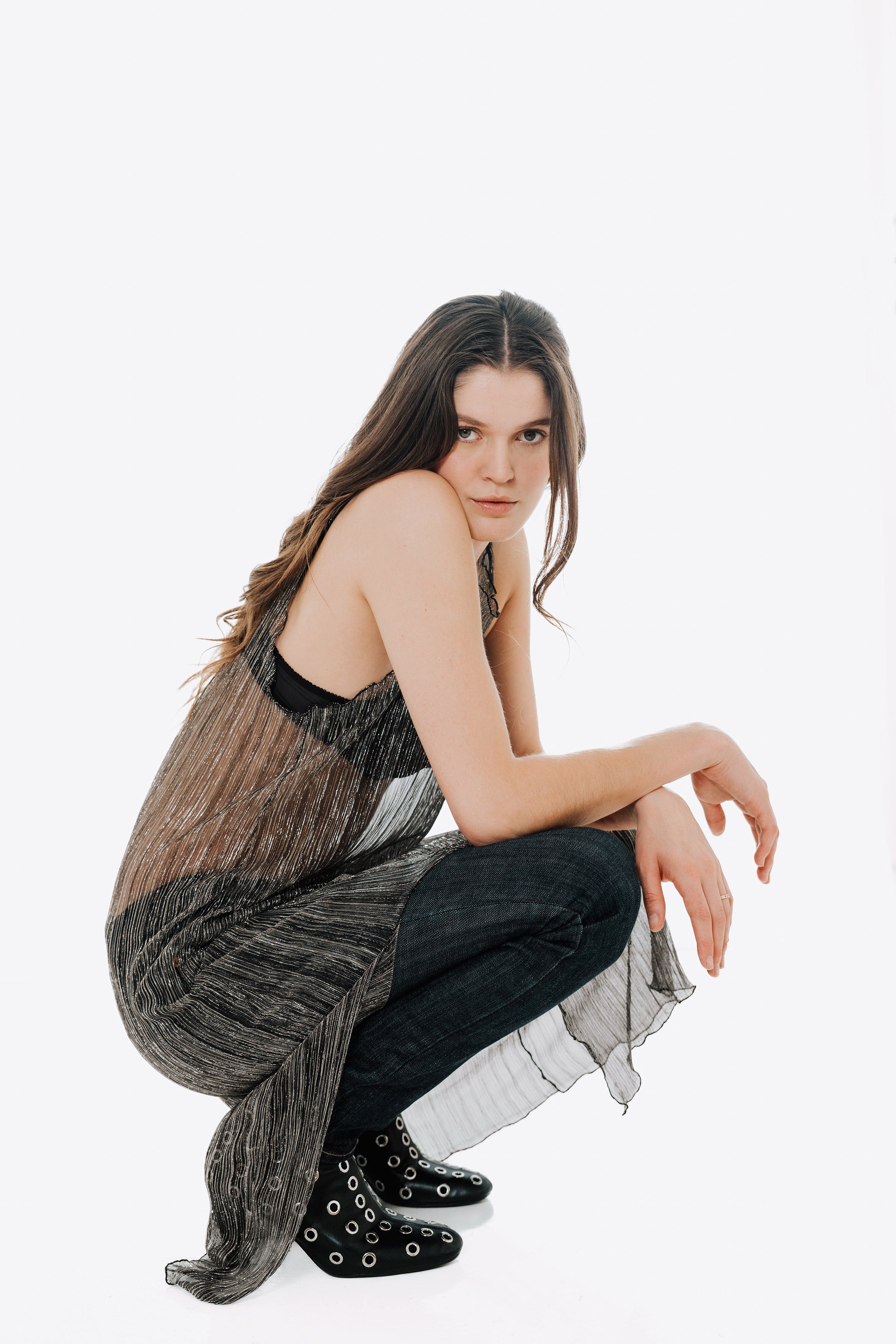 The Urania Sleeveless Maxi Dress- Silver