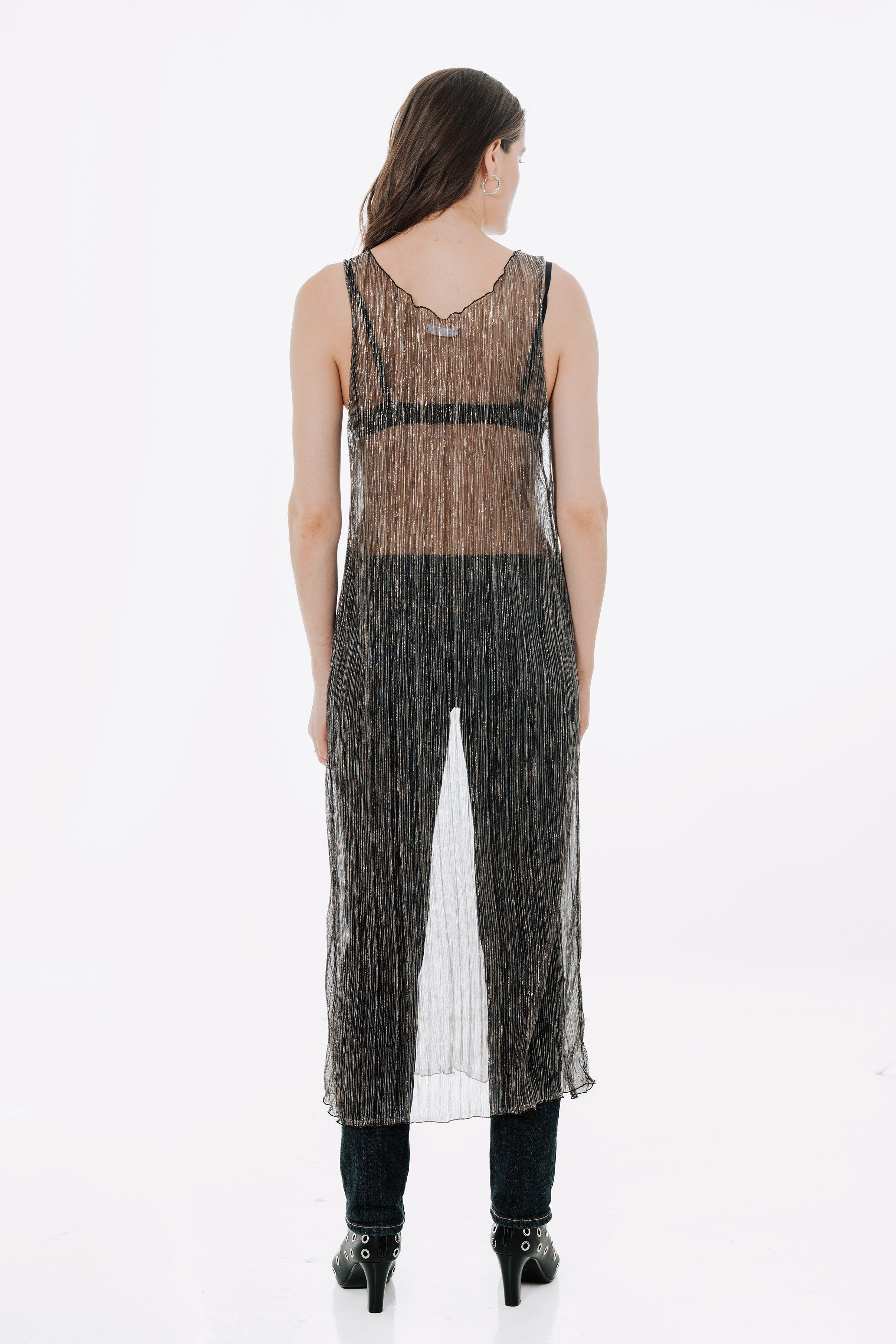The Urania Sleeveless Maxi Dress- Silver