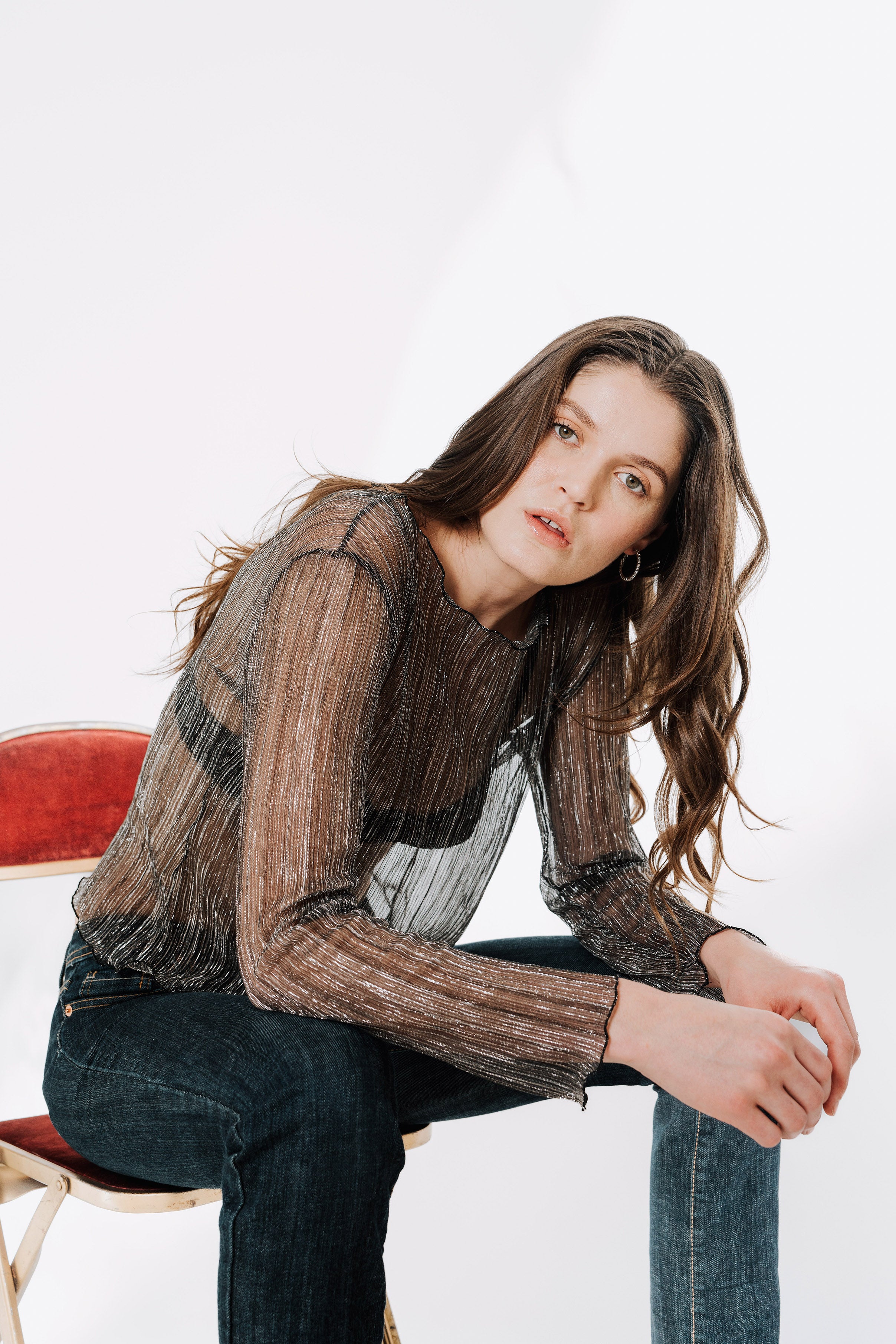 The Urania Long Sleeves Top- Silver