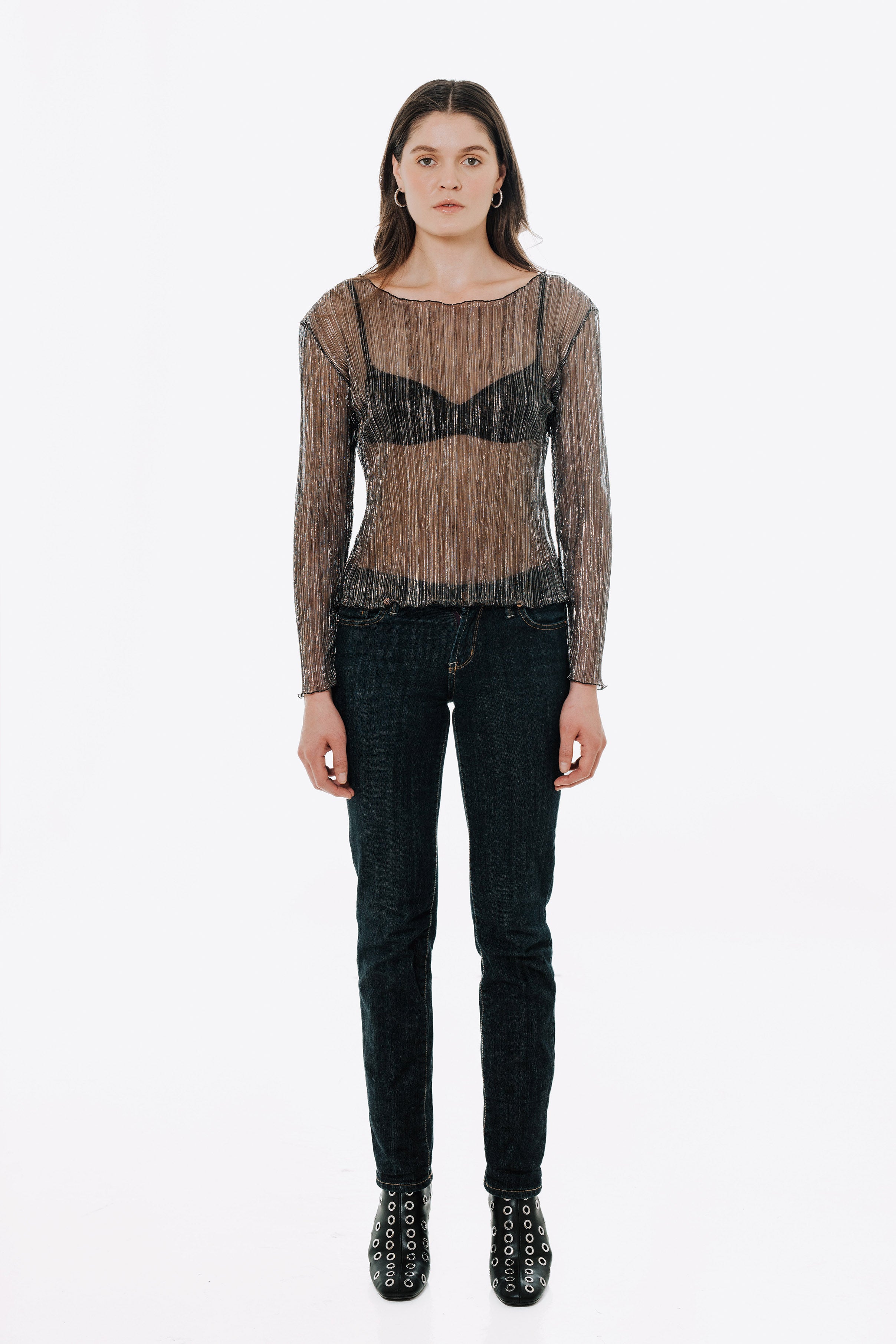 The Urania Long Sleeves Top- Silver