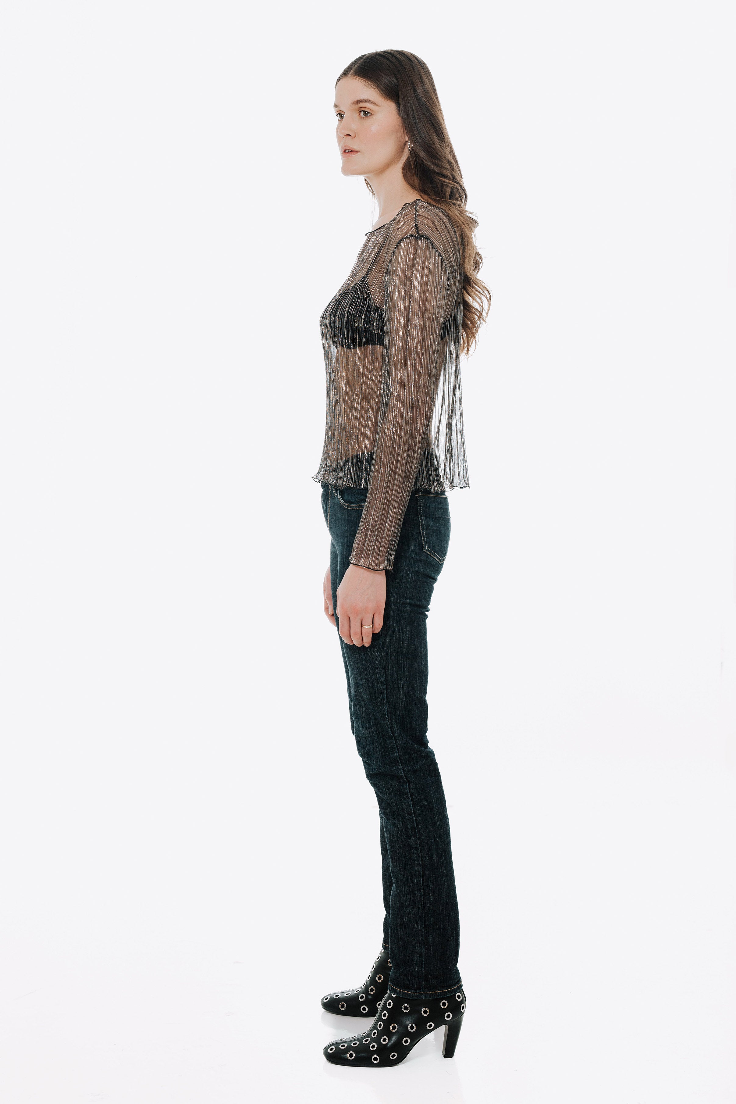 The Urania Long Sleeves Top- Silver