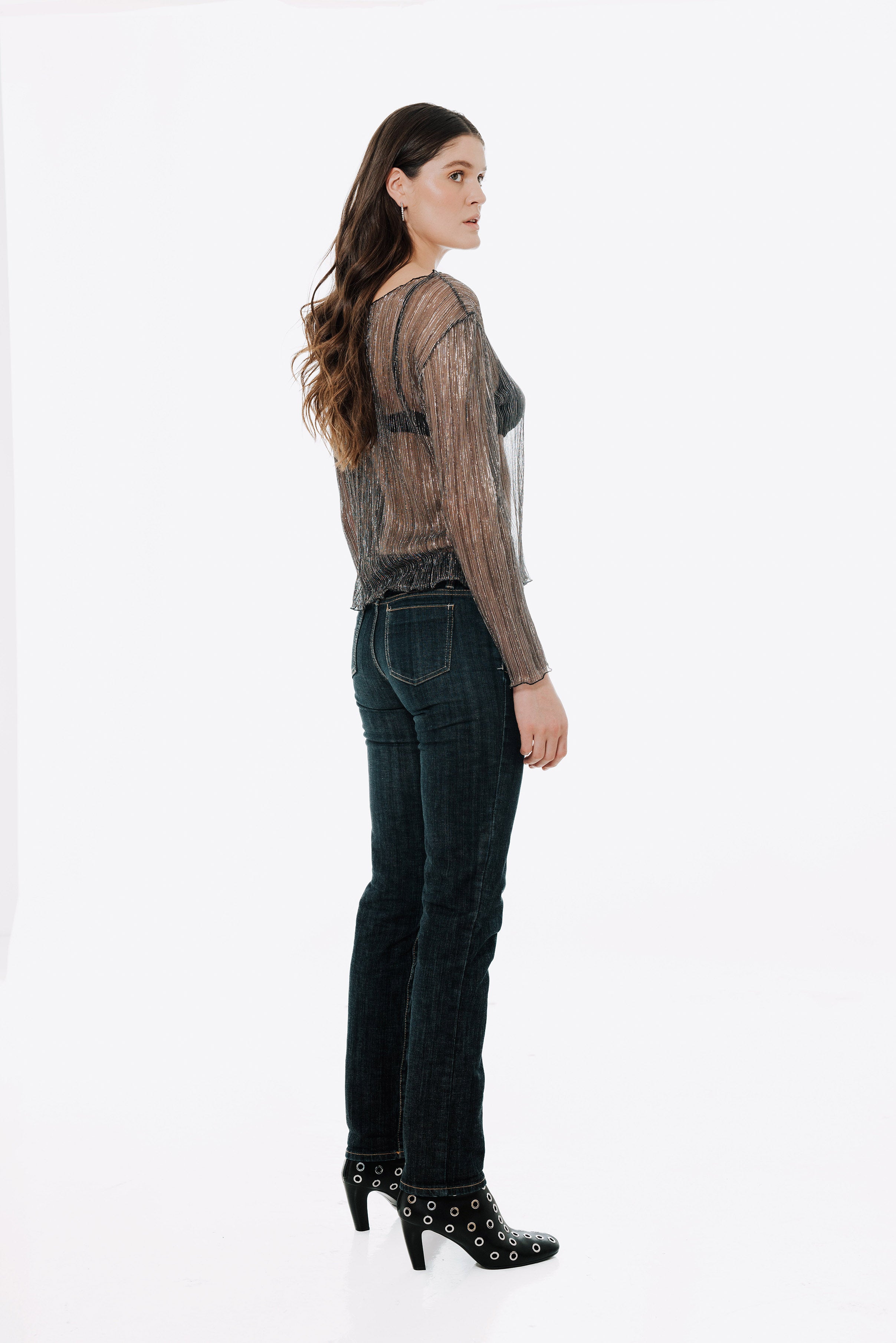 The Urania Long Sleeves Top- Silver