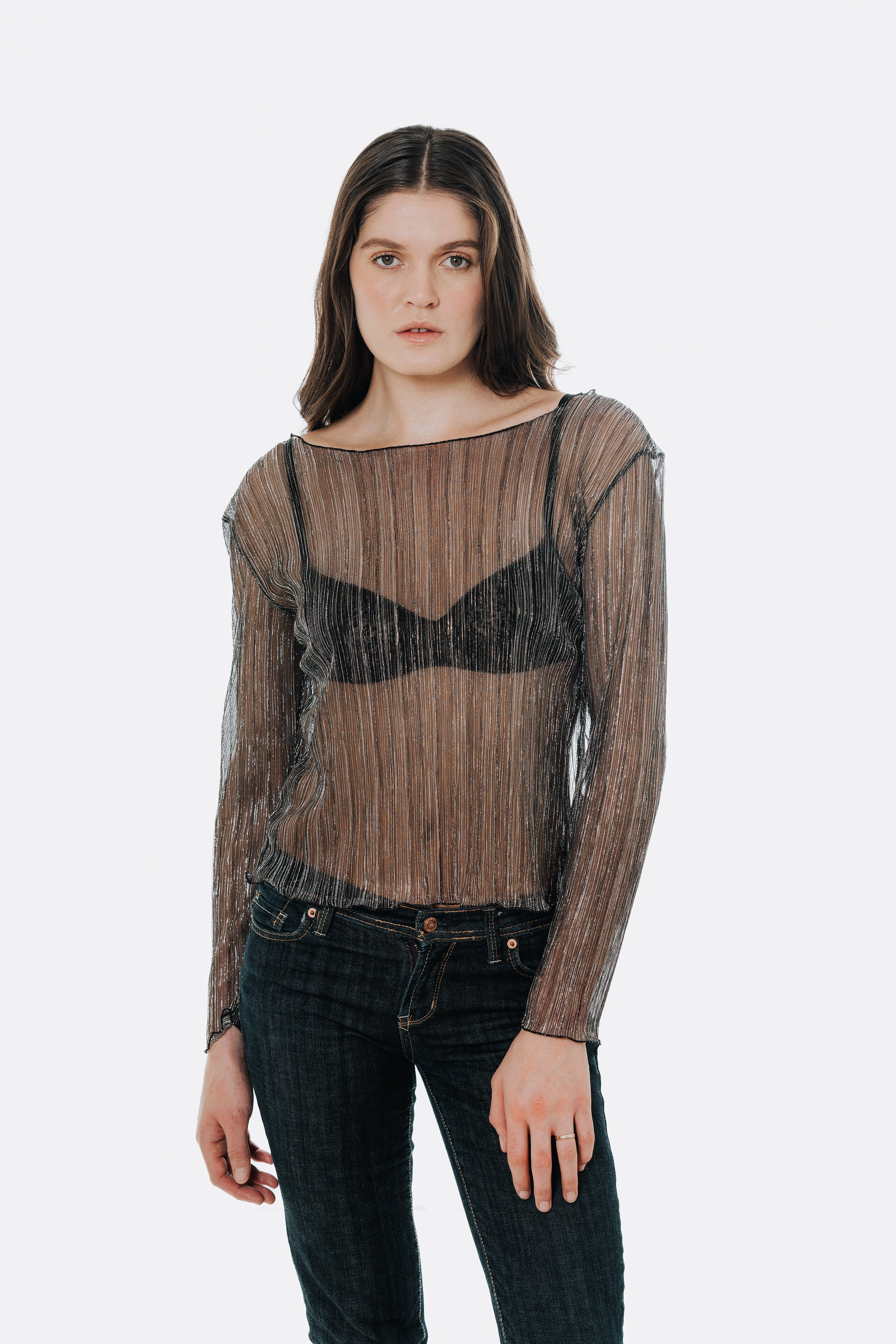 The Urania Long Sleeves Top- Silver