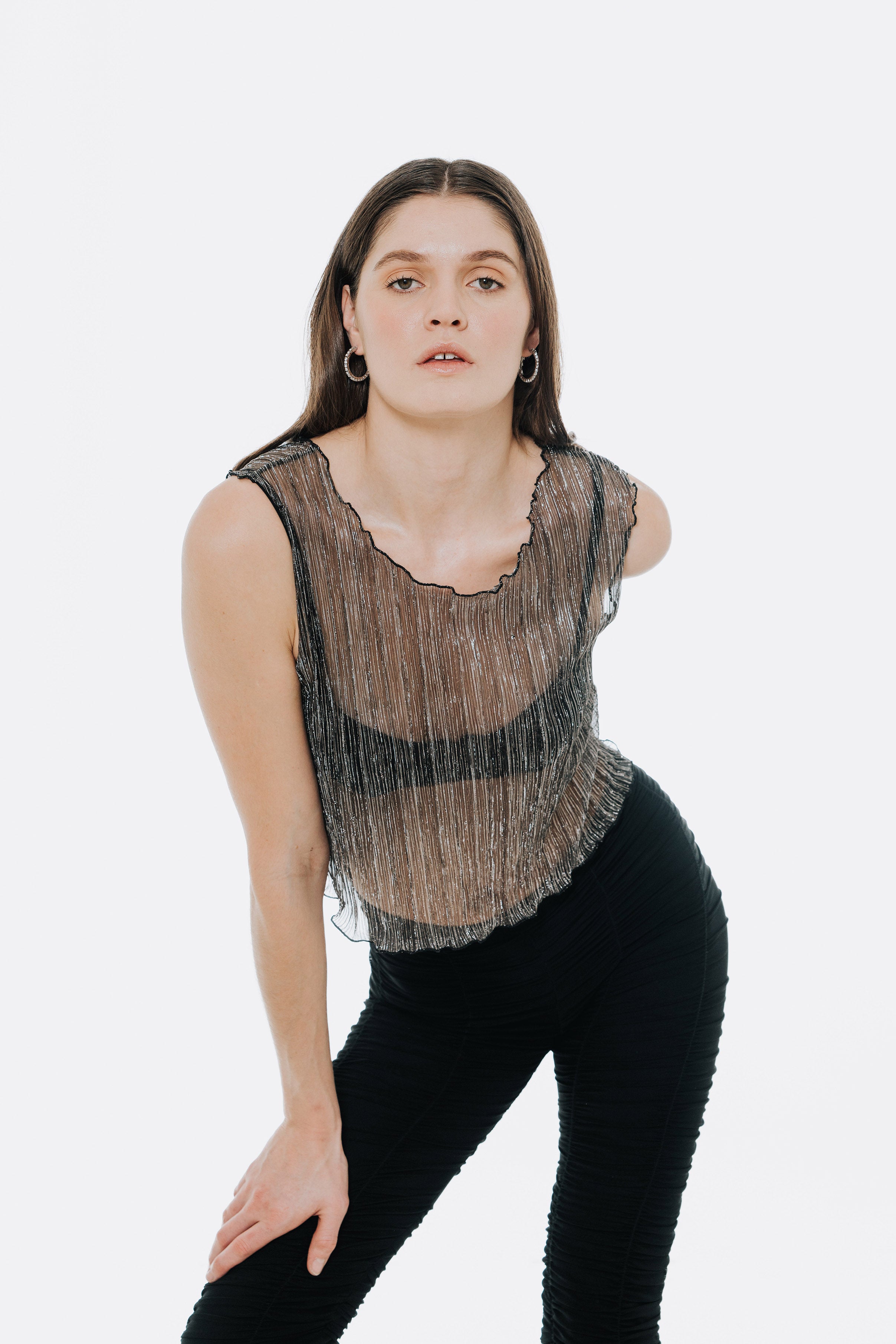 The Urania Sleeveless Top- Silver