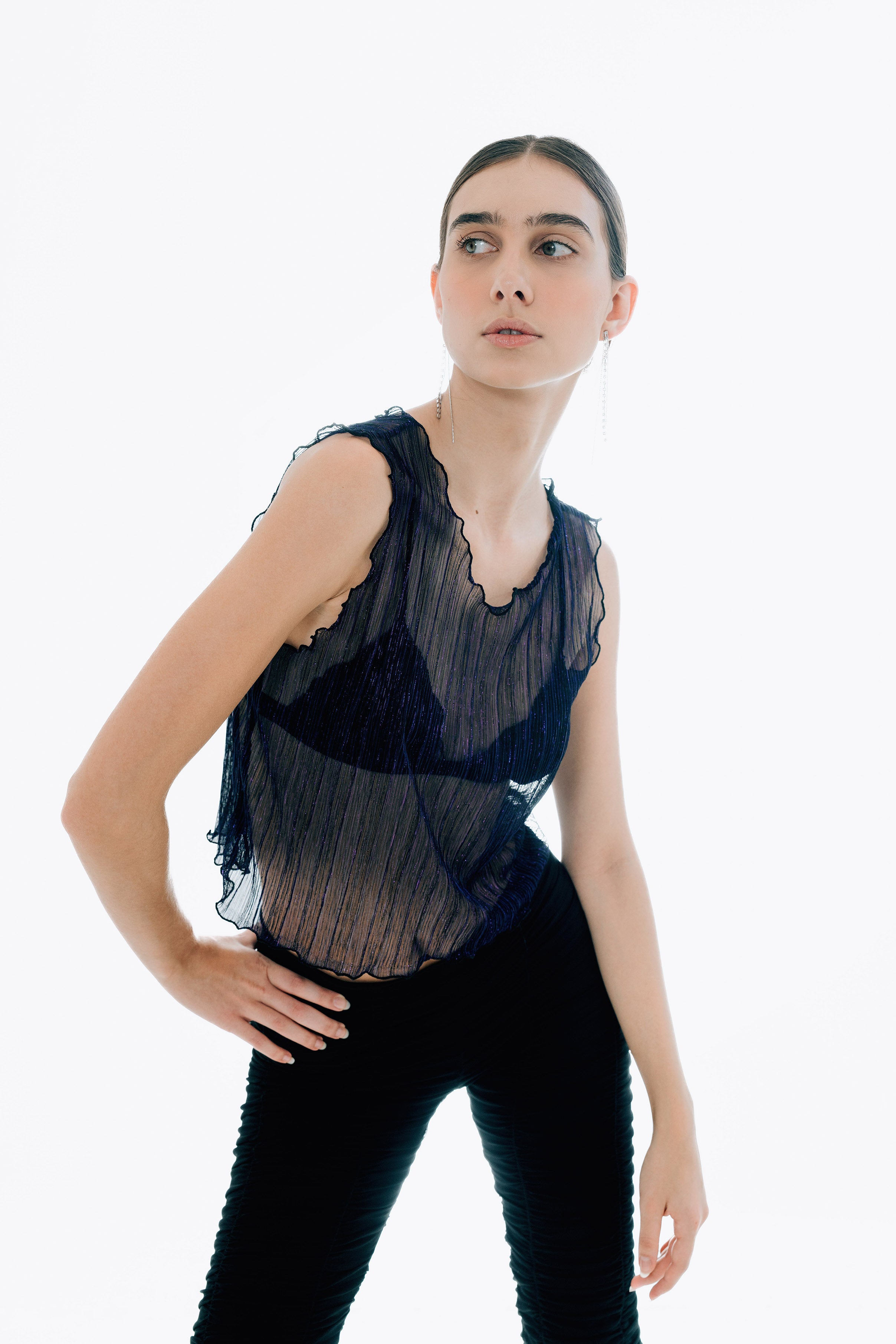 The Urania Sleeveless Top- Navy