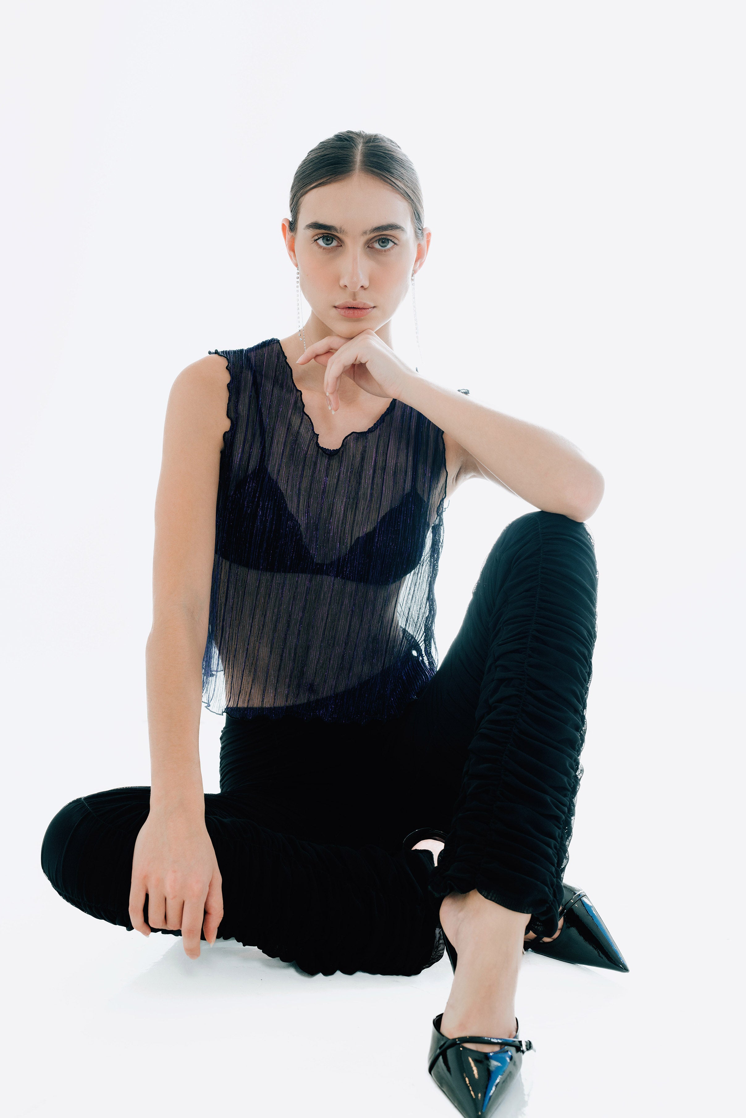 The Urania Sleeveless Top- Navy