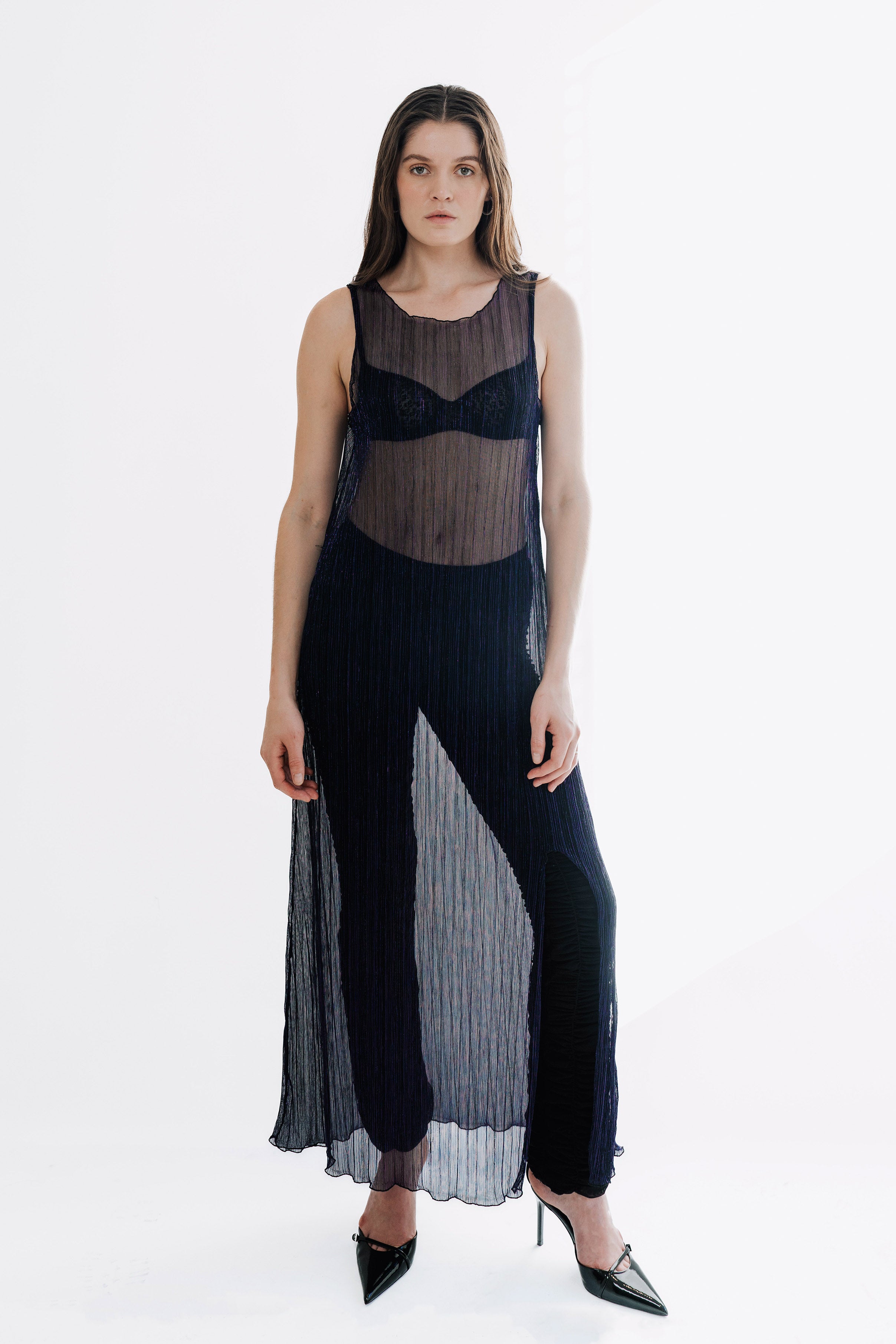 The Urania Sleeveless Maxi Dress- Navy