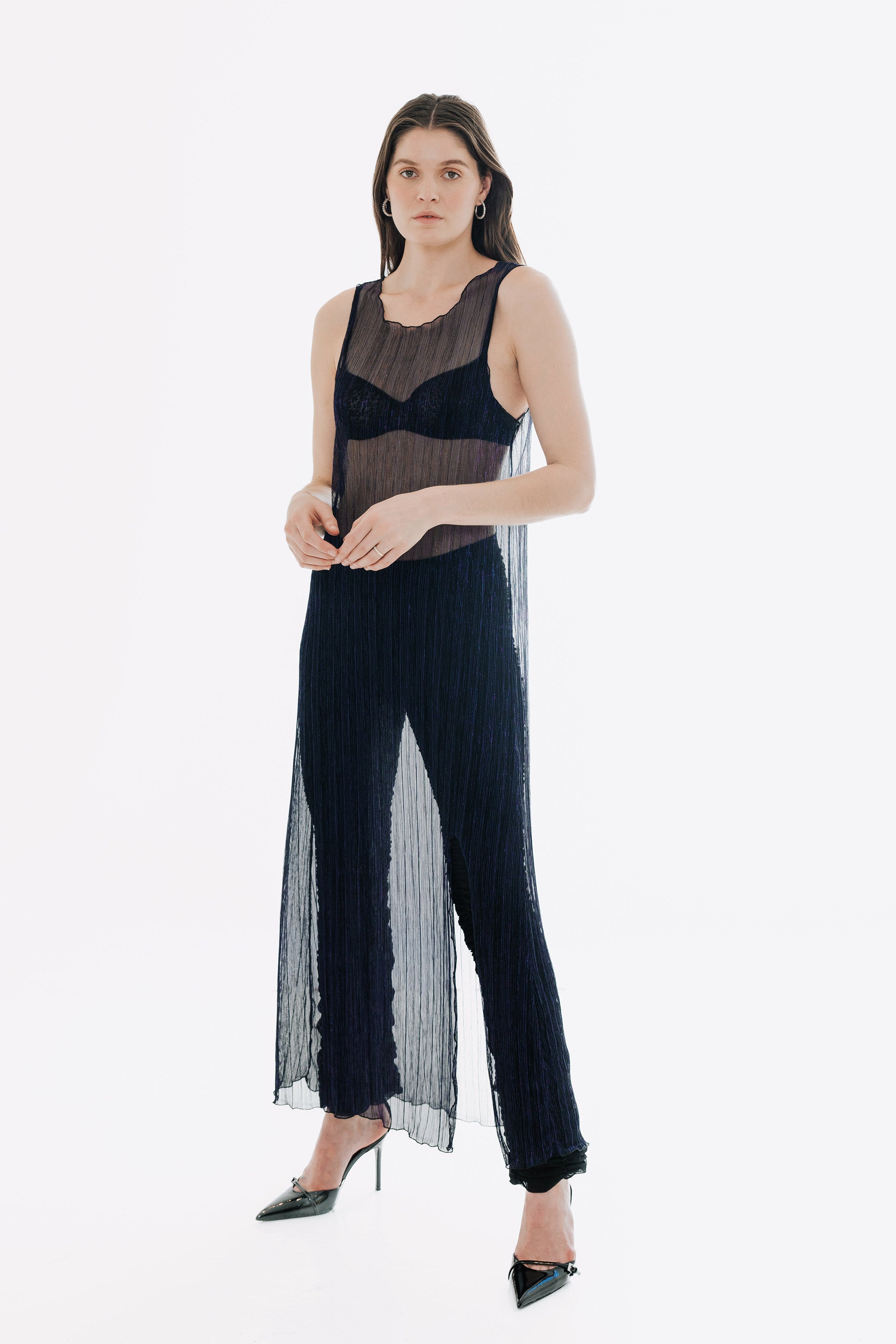 The Urania Sleeveless Maxi Dress- Navy