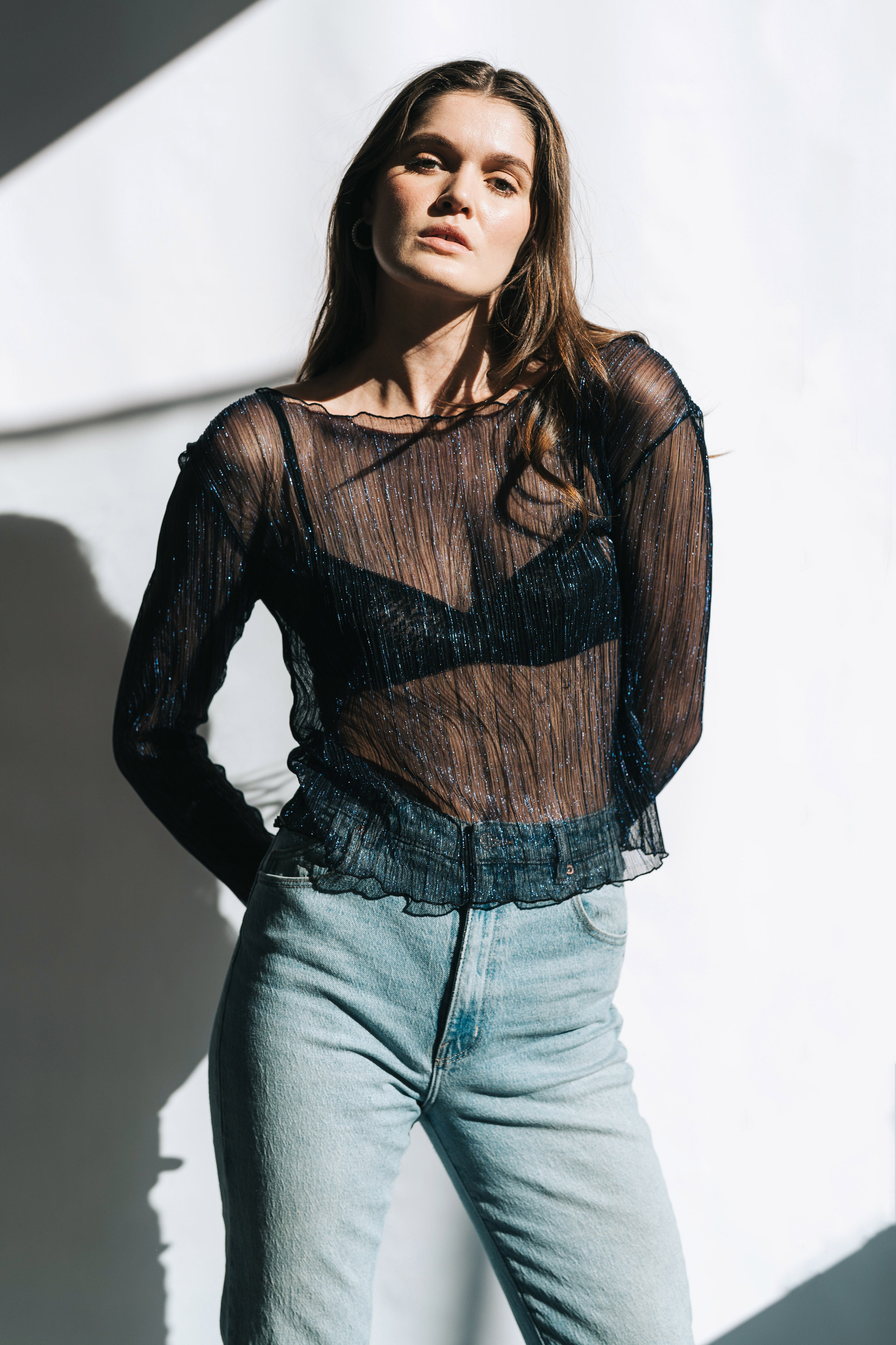 The Urania Long Sleeves Top- Navy image 0
