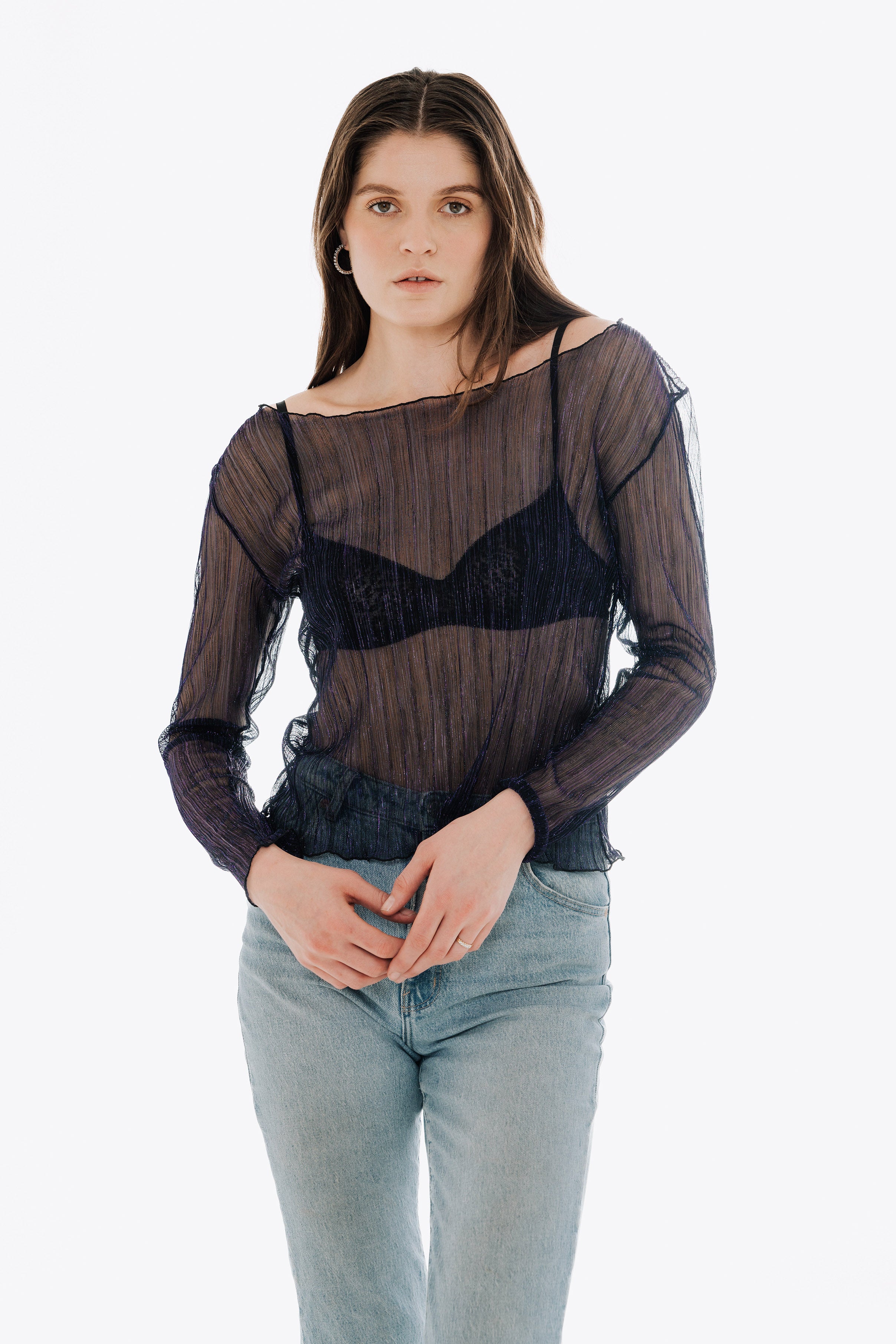 The Urania Long Sleeves Top- Navy