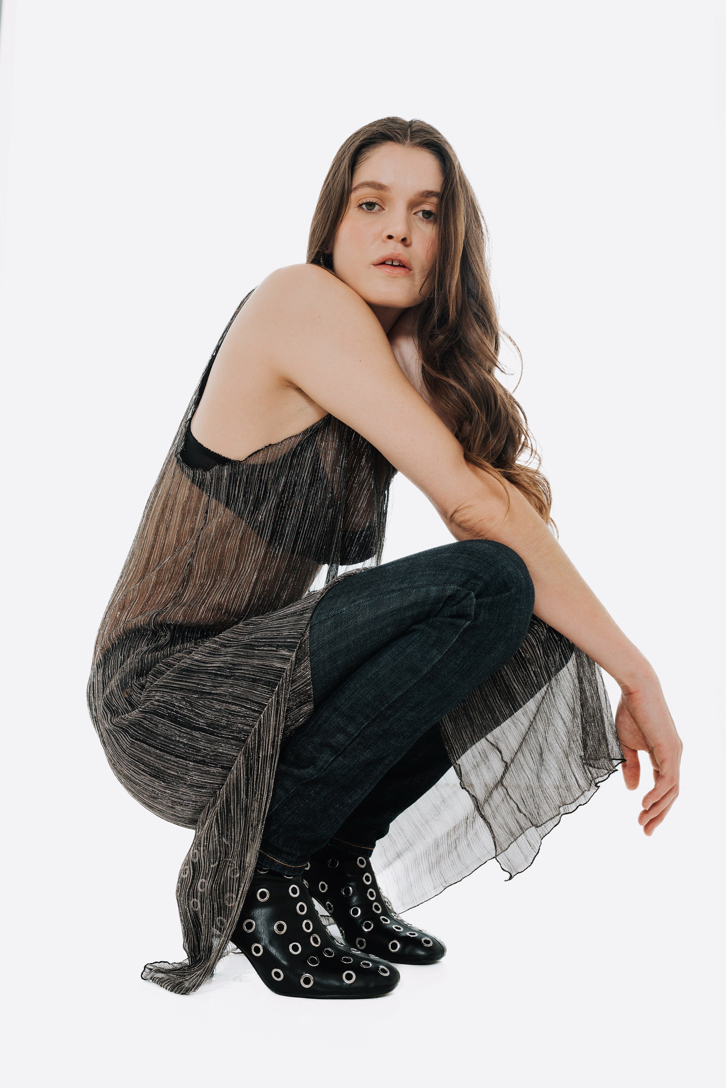 The Urania Sleeveless Maxi Dress- Silver