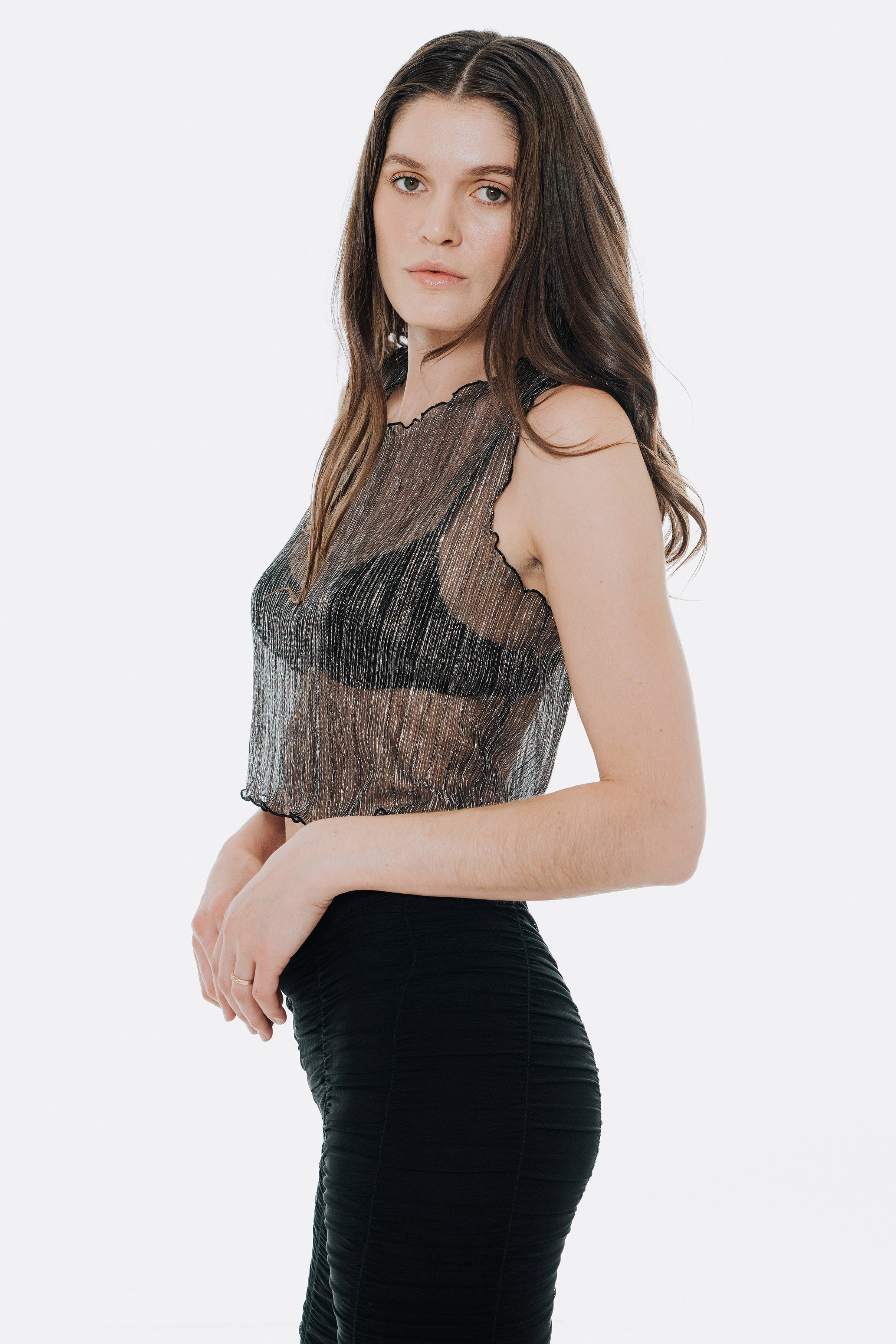 The Urania Sleeveless Top- Silver