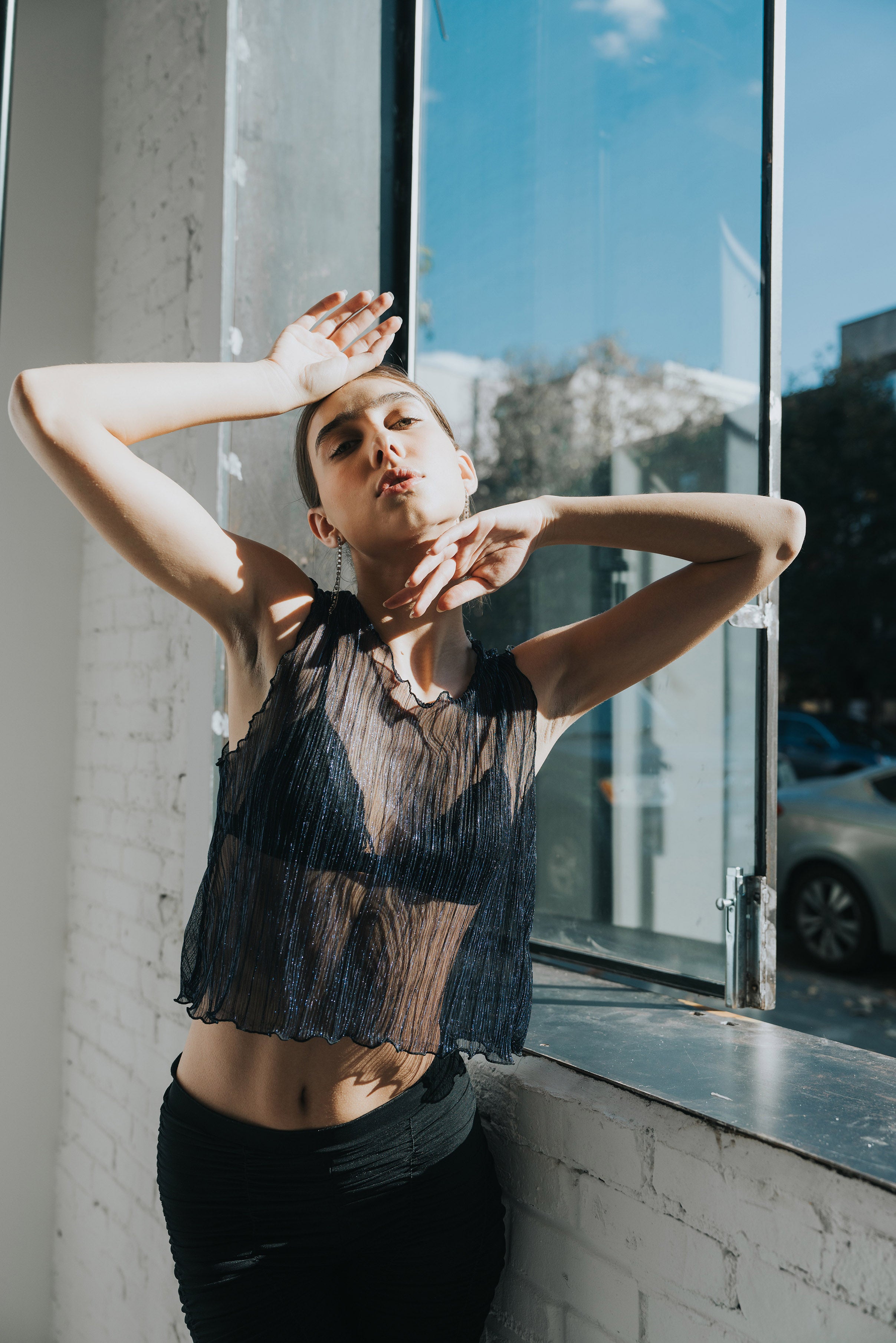 The Urania Sleeveless Top- Navy