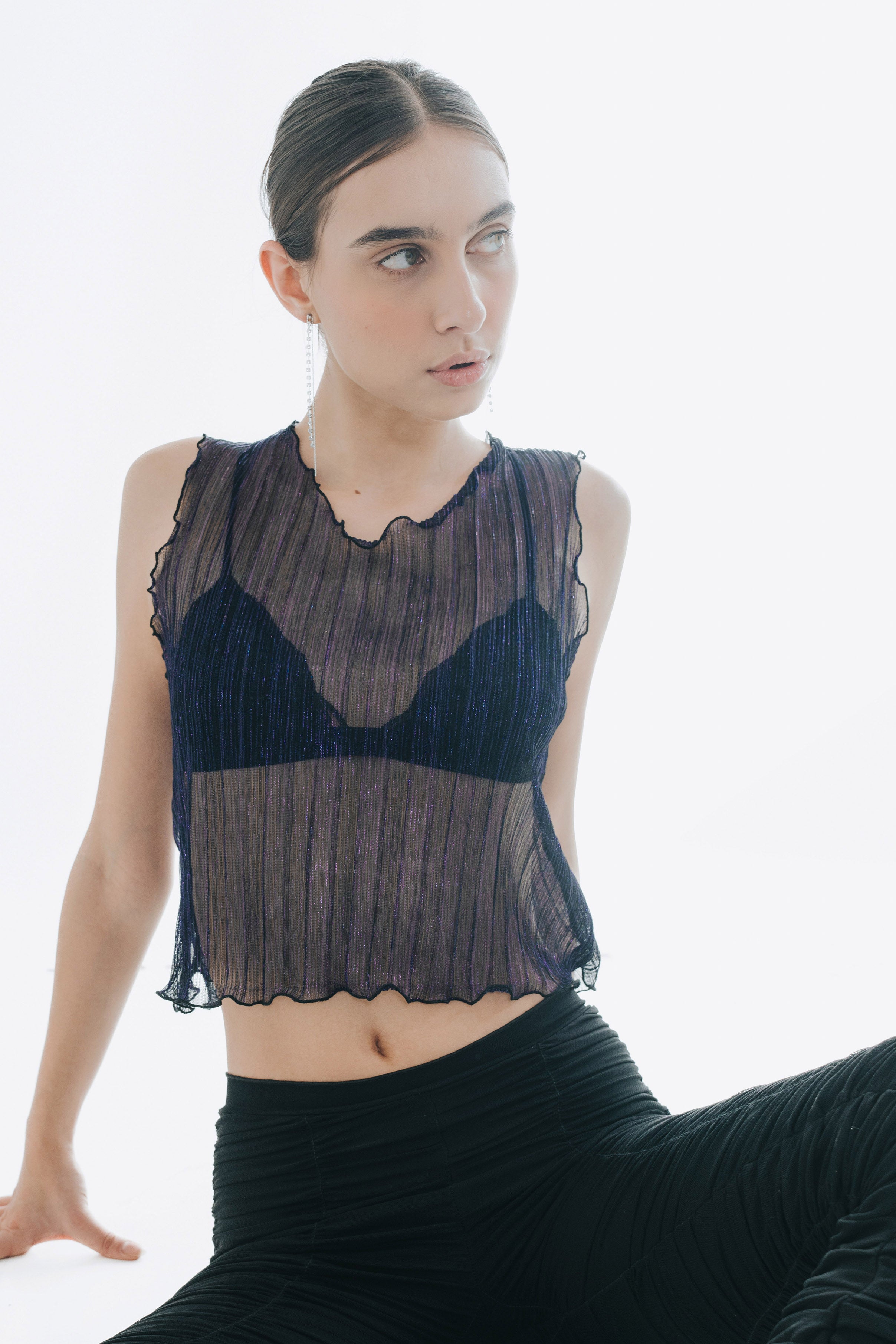 The Urania Sleeveless Top- Navy